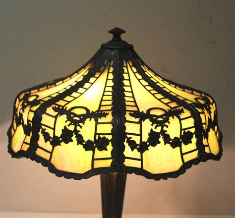 Bargain Johns Antiques Antique Slag Bent Curved Glass Panel Lamp