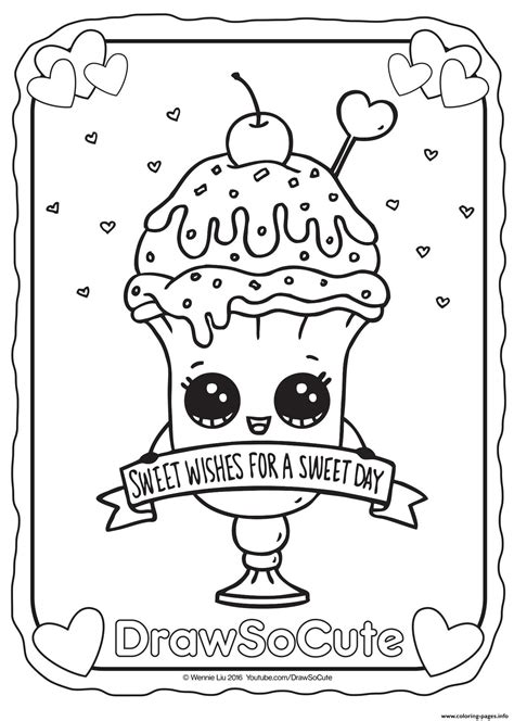 Draw So Cute Coloring Pages 4 D Sundae Coloring Page Image