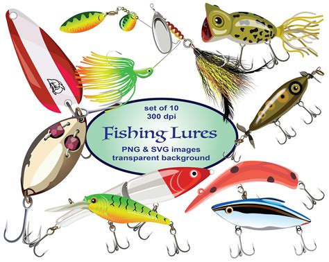 Fishing Lures Clip Art Svg Clipart Fishing Clipart Sports Etsy Uk