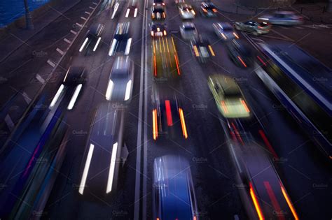 Car Traffic At Night Motion Blurred High Quality People Images