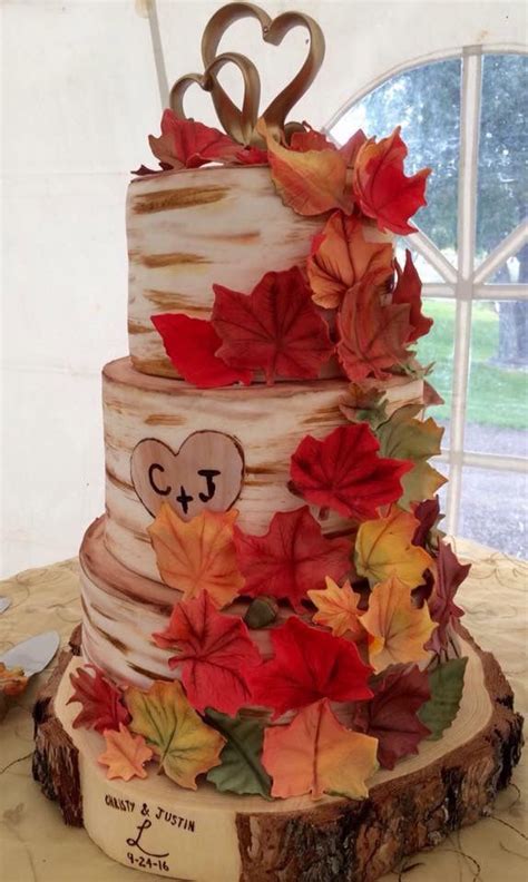 Our Fall Wedding Cake Amazing Fall Leaf Wedding Fall Leaf Wedding