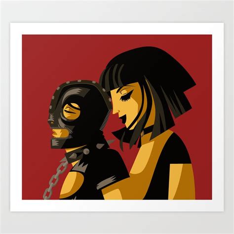 Bdsm Leather Mask Man And Mistress Woman Pegging Art Print By Delcarmat Society6