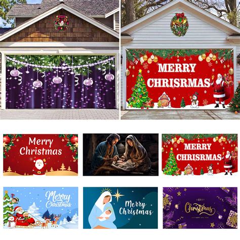 2024 Home Essentials Christmas Garage Door Tapestry Background Wall Cloth Colorful Old Man