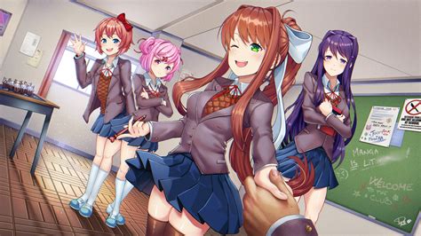 Fond Décran Doki Doki Literature Club Roman Visuel Filles Anime