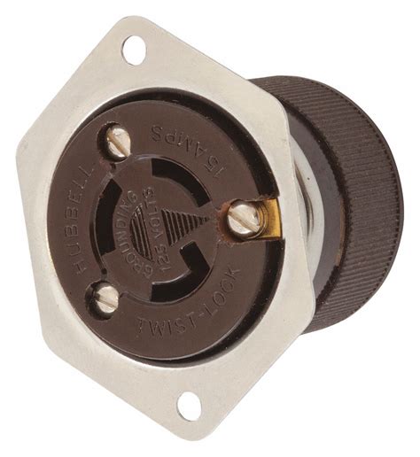 Hubbell Wiring Device Kellems Brown Flanged Locking Receptacle 15 Amps