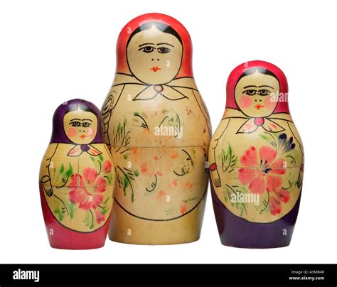 Russian Dolls Matryoshka Nested Or Stacking Dolls Inside Each Stock