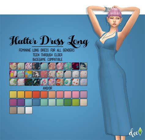 Download Here Psd For Recoloring Long Halter Dress Sims 4