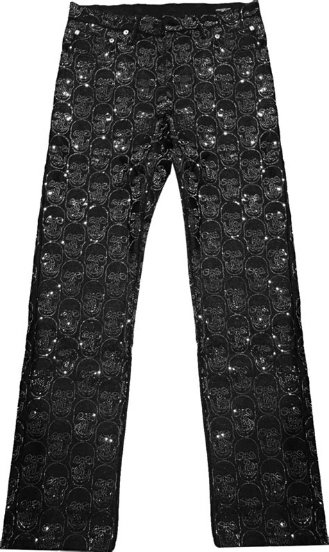 Levis X Damien Hirst X Andy Warhol Black Allover Crystal Skull Jeans Inc Style
