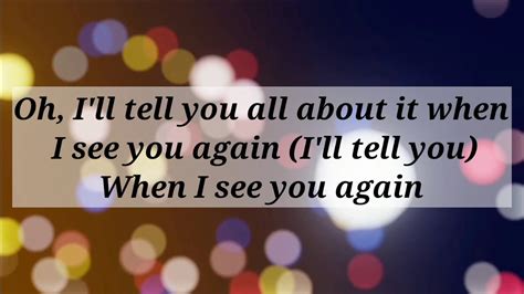 See You Again Song With Lyrics By Wiz Khalifa Youtube