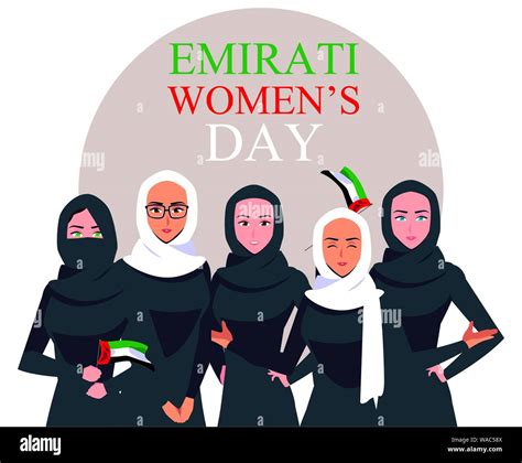 Emirati Women Day Poster With Females Group Vector Illustration Design
