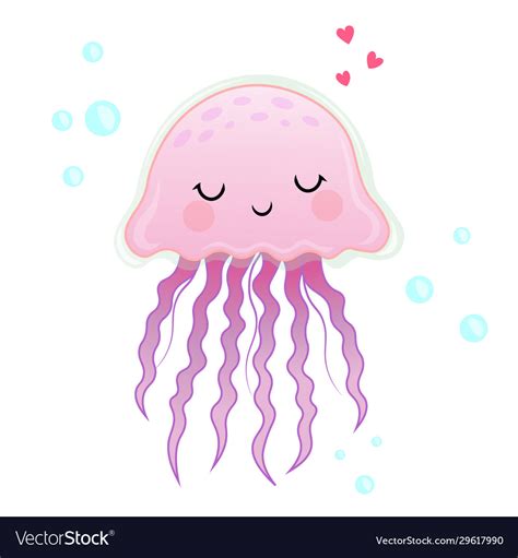 Jellyfish Cartoon Pink Cute Royalty Free Vector Image