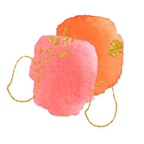 Watercolor Round Shape And Gold Glitter Abstract Element Composition