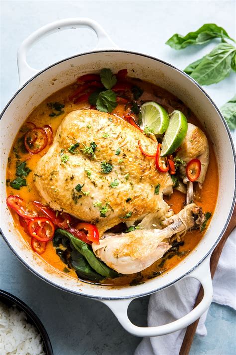 Remove the meat with a slotted spoon to paper towels. Whole Coconut Curry Chicken | Recipe | Oven chicken ...
