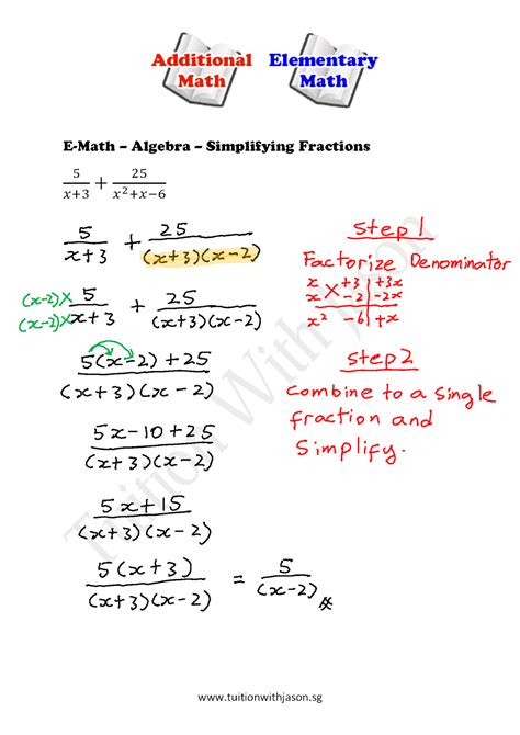 E-Math - Algebra - Simplifying Algebraic Fractions (1) | Singapore Additional Math (A-Math) and ...