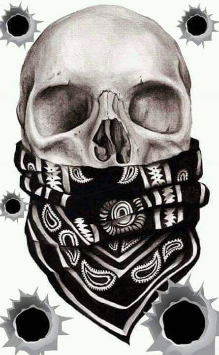 Skull Bandana Bullet Holes Skulls Drawing Skull Tattoos Skull