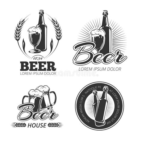 Emblemas Del Vector De La Cerveza Del Vintage Etiquetas Insignias