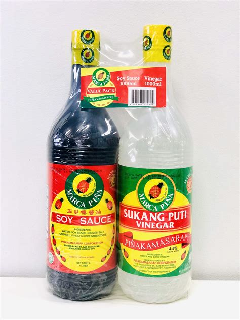 Marca Pina Twin Pack Vinegar Soy Sauce 1l Manila Grocers