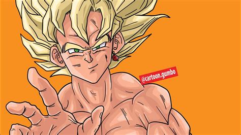 How To Draw Dragon Ball Z Character Ss2 Goku In Adobe Illustrator Youtube