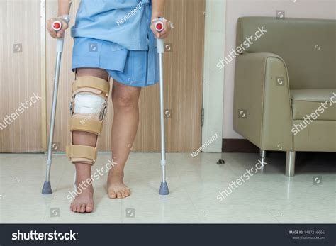 Patient Standing On Crutch Hospital Ward Stock Photo 1487216666