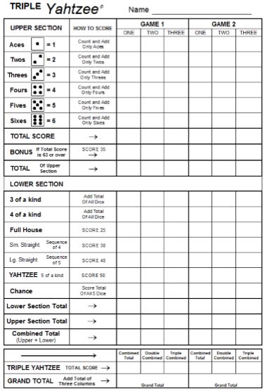 printable yahtzee score sheets pdf word excel formats