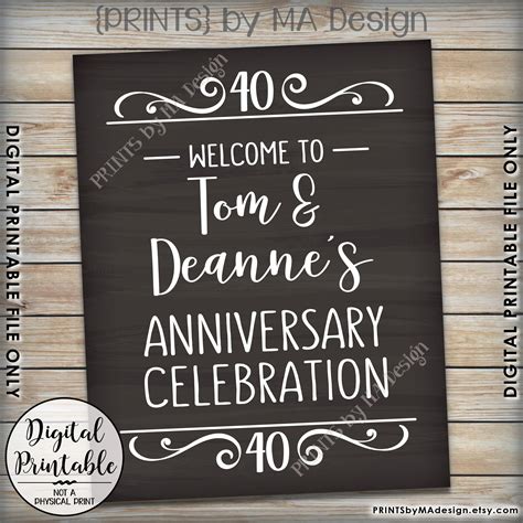 Anniversary Party Sign Welcome To The Anniversary Celebration Wedding