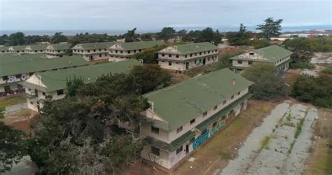 Aerial Shot Of Abandoned Military Base Barracks Fort Ord Near