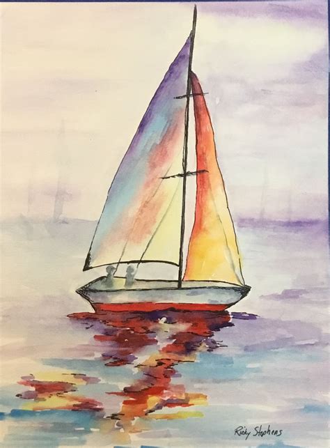 Step By Step Instructions Sailboat Painting Watercolor Watercolor