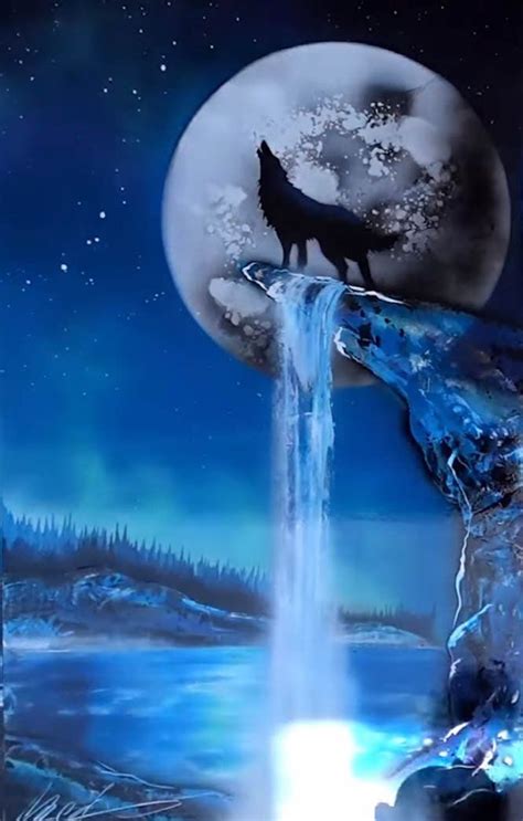 Howling Wolf On The Moonligh Moonlight Painting Wolf Artwork Wolf