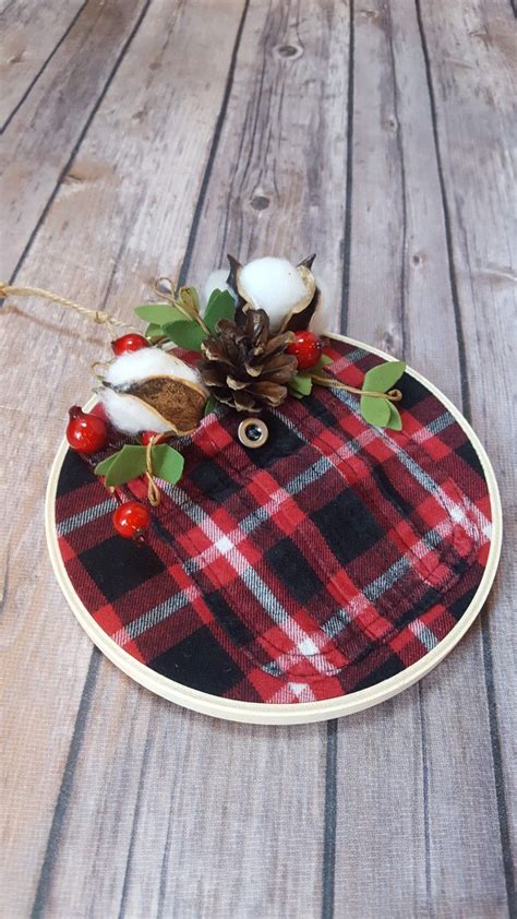 Diy Flannel Shirt Ornament Embroidery Hoop Decor How To Make