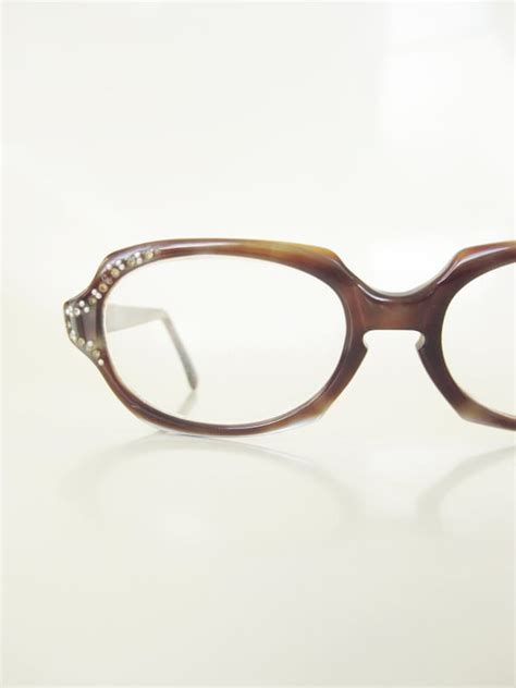 1950s Rhinestone Eyeglasses Womens Vintage 50s Boxy Gem