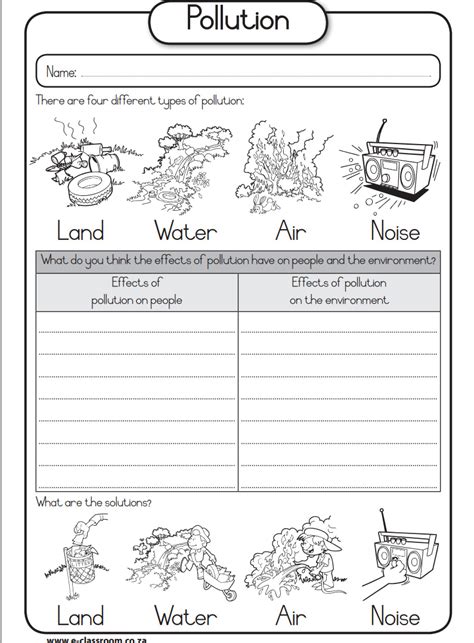 Air Water And Land Pollution Worksheets
