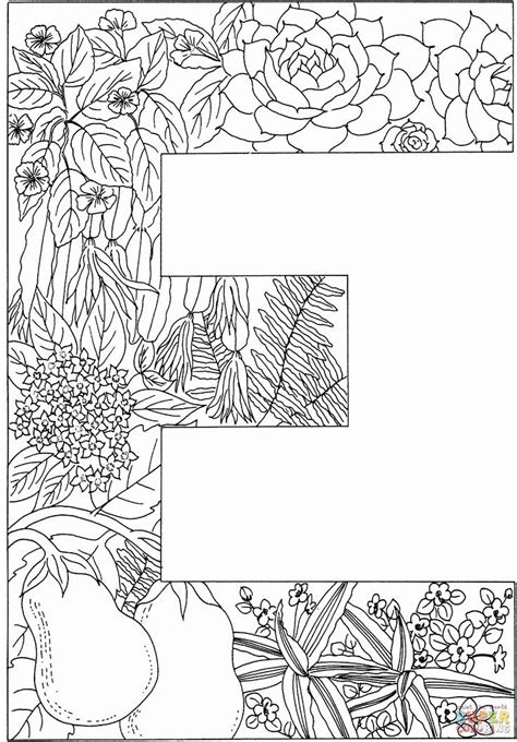 Letter E Coloring Page New Letter E with Plants Coloring Page in 2020