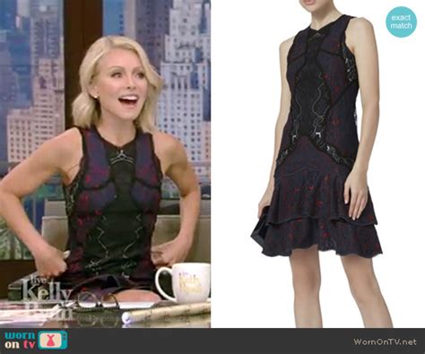 Wornontv Kellys Navy Tiered Lace Dress On Live With Kelly And Ryan
