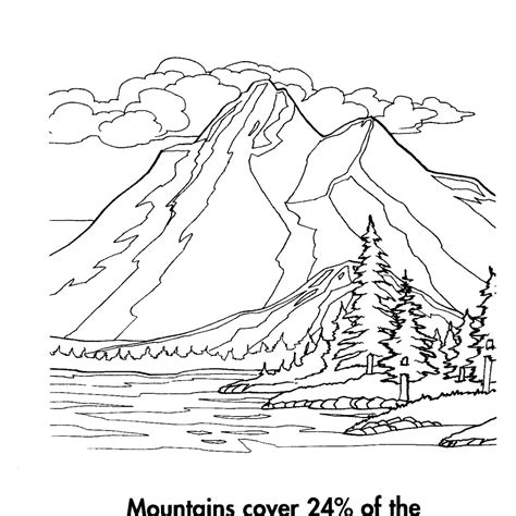 Mountain And Lake Coloring Page Sketch Coloring Page