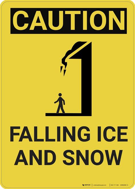 Caution Snow Caution Falling Ice And Snow With Graphic Wall Sign