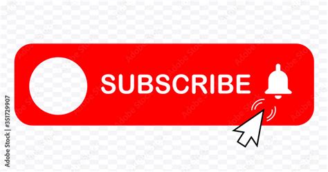 Subscribe Button Red Color With Handon Transparent Background