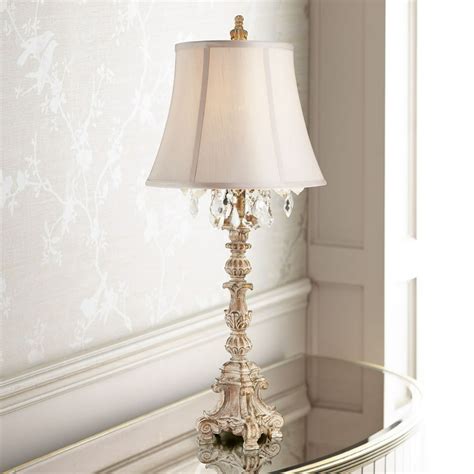 Barnes And Ivy Cottage Table Lamp Crystal Antique White Candlestick