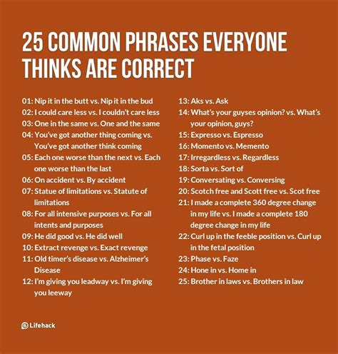25 Common Phrases Everyone Thinks Are Correct Common Phrases Common