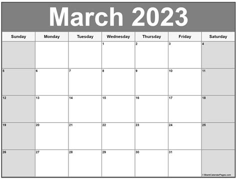 Calendar Template March 2023 Printable Printable World Holiday