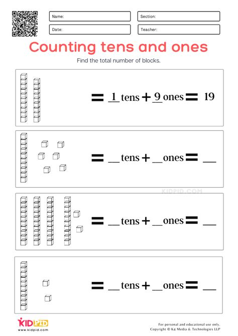 Counting Using Base 10 Blocks Printable Worksheets For Grade 1 Kidpid
