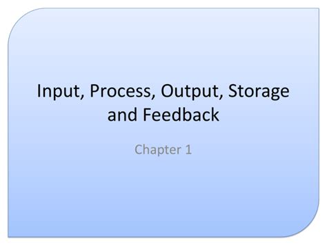 Input Process Output Storage And Feedback