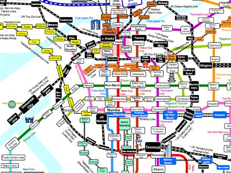 Osakas Train Map Rail Way Map In Osaka Osaka Metro Subway Jr And