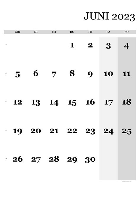 Kalender Juni 2023 Zum Ausdrucken Pdf Xls Png