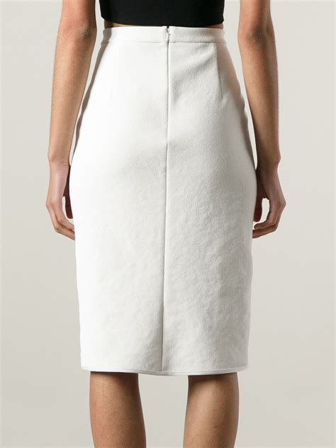 lyst theyskens theory high waisted pencil skirt in white