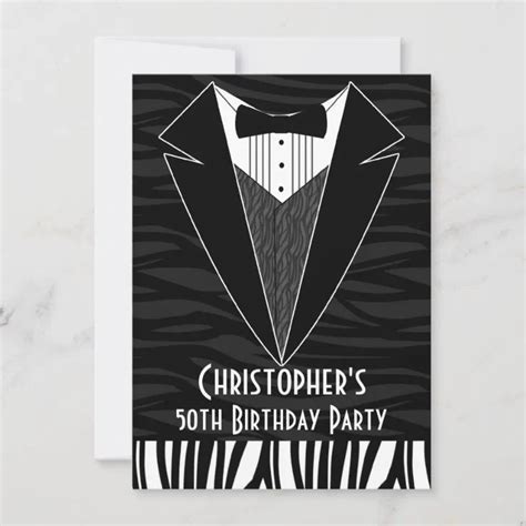 Black Tuxedo Mens 50th Birthday Party Invitation Zazzle