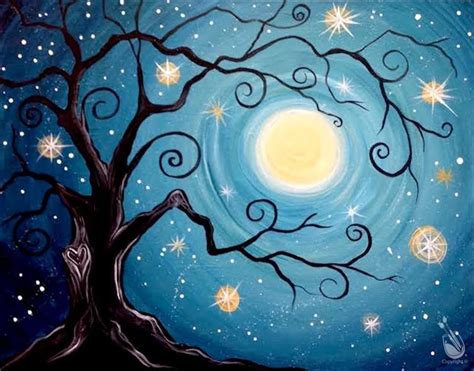 How To Paint Twilight Wishes Abstract Tree Painting Night Painting