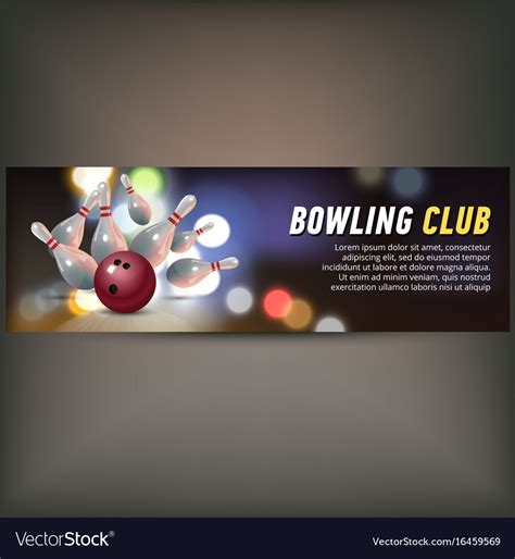 Bowling Horizontal Banner With Bowling Champ Club Vector Image