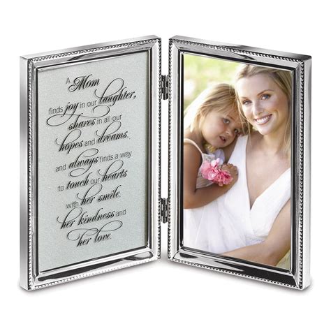 Silver Plated Metal Mom Double 4x6 Photo Frame
