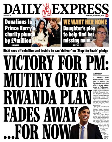 Daily Express Front Page 13th Of December 2023 Tomorrow S Papers Today