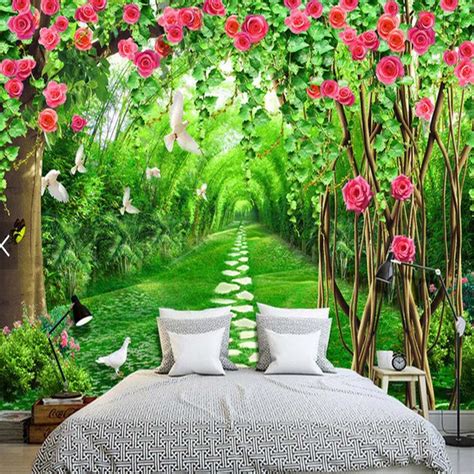 Rose Flower Mural For Living Room Wallpaper Wall Murals Landscape